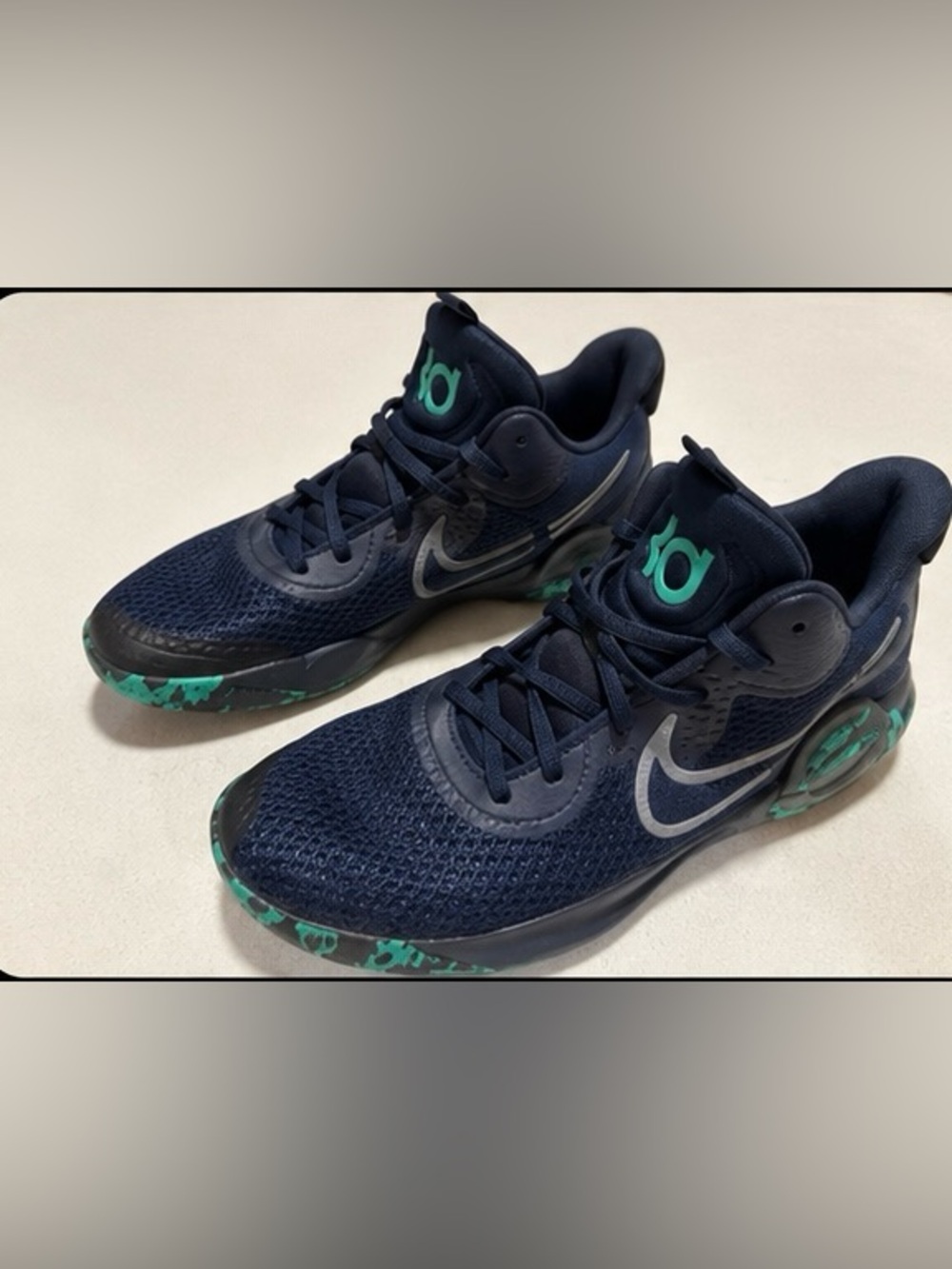 Nike Navy and Teal KD Basketball Sneakers